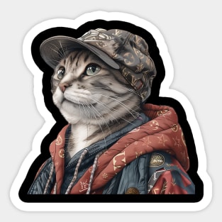 Luxurious Cat with Luxury Cap Sticker